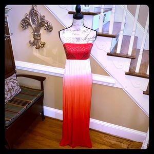 Strapless 🔥Salsa red 🔥ombré studded maxi dress